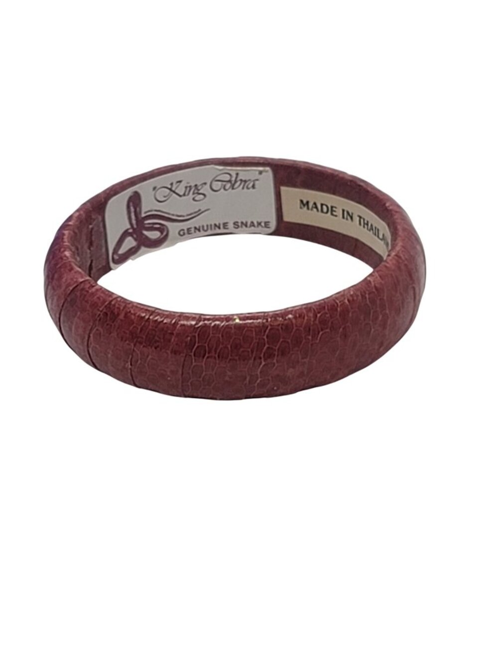 King Cobra Genuine Snake Skin Bracelet Made In Thailand - Red 7" Circumference